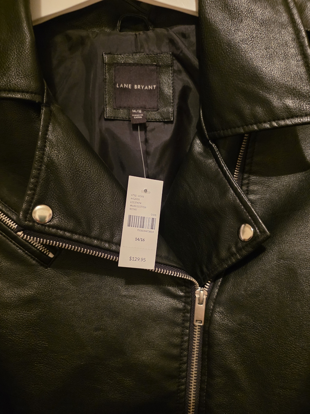 Lane Bryant Black Faux Leather Moto-Style Jacket